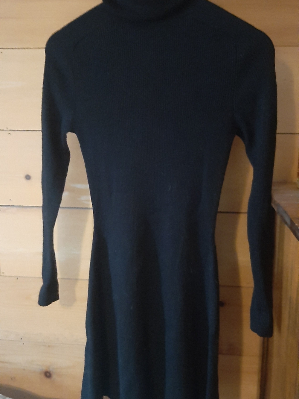 Zara Black Turtleneck Long-Sleeve Knit Dress